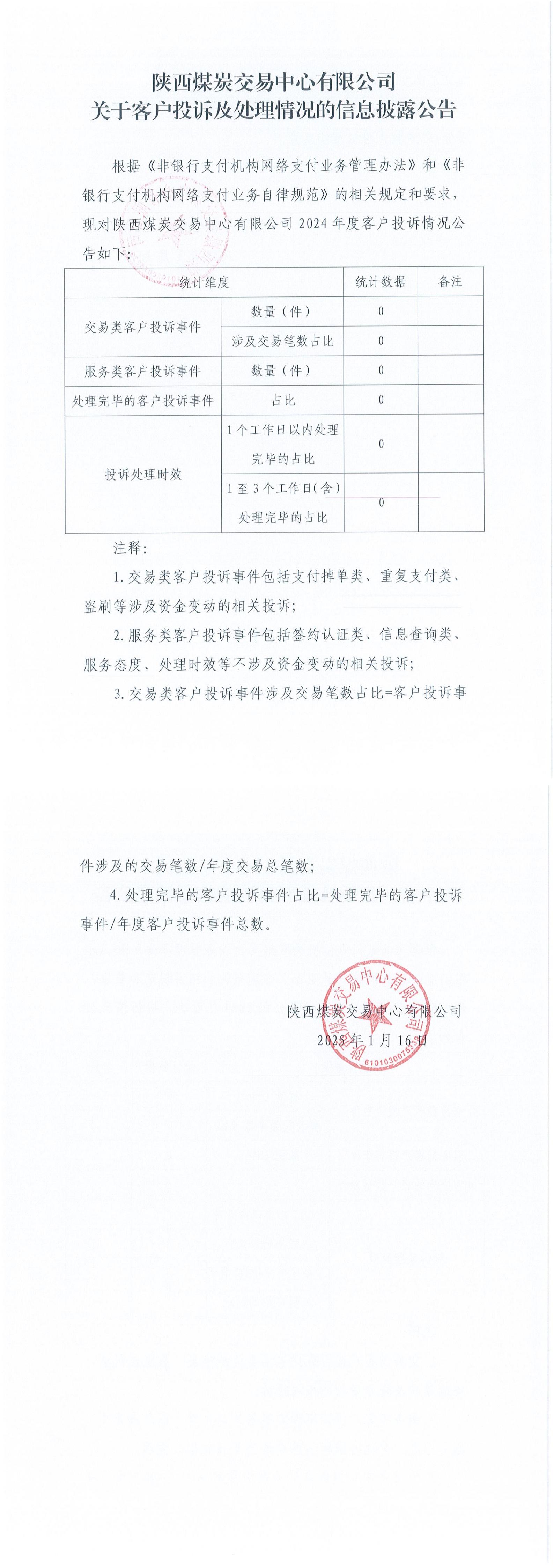陕西煤炭交易中心有限公司关于客户投诉及处理情况的信息披露公告_00.jpg